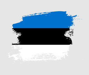 Artistic Estonia national flag design on painted brush concept
