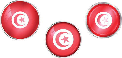 Round national flag pin of Tunisia.Circular vector flag of Tunisia