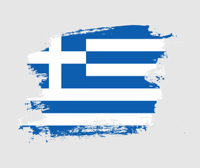 Artistic Greece national flag design on painted brush concept