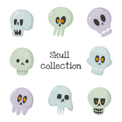 Halloween pack skeleton head collection illustration and vector