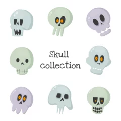 Fotobehang Halloween pack skeleton head collection illustration and vector © ThemeRage