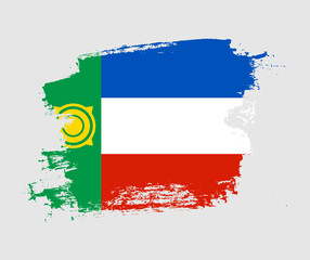 Artistic Khakassia national flag design on painted brush concept