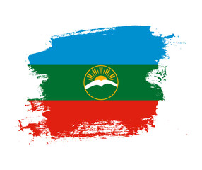Artistic Karachay-Cherkessia national flag design on painted brush concept