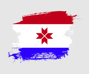 Artistic Mordovia national flag design on painted brush concept
