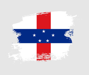 Artistic Netherlands Antilles national flag design on painted brush concept