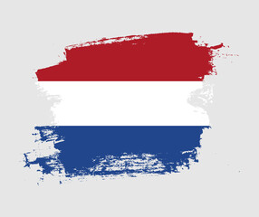 Artistic Netherlands national flag design on painted brush concept