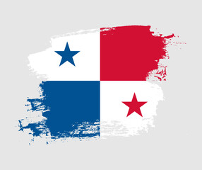 Artistic Panama national flag design on painted brush concept