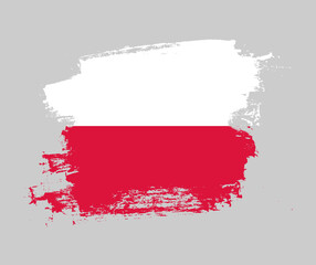 Artistic Poland national flag design on painted brush concept