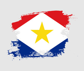 Artistic Saba national flag design on painted brush concept
