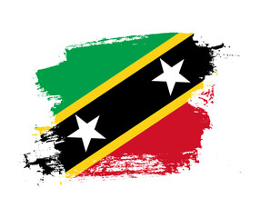 Artistic Saint Kitts and Nevis national flag design on painted brush concept