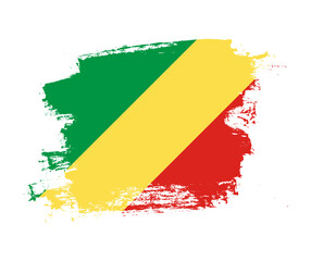Artistic Republic of the Congo national flag design on painted brush concept