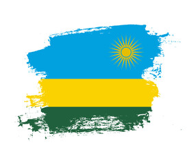 Artistic Rwanda national flag design on painted brush concept