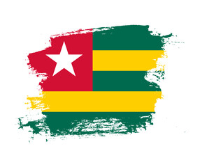 Artistic Togo national flag design on painted brush concept