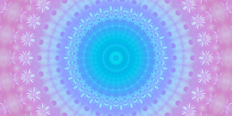 Fractal Mandala Wallpaper Hintergrund für Layout und Drucksachen in blau rosa
