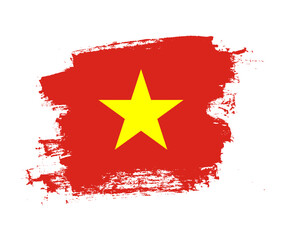 Artistic Vietnam national flag design on painted brush concept
