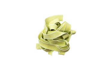 Handmade tagliatelle pasta. Transparent.