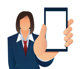 hand holding out hand to show blank smartphone screen