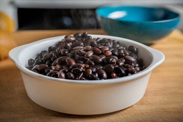 Black Beans In White Bowl