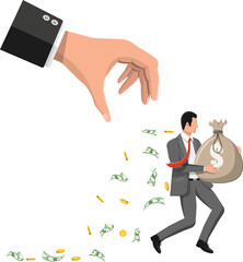 Hand tries to grab the money running businessman