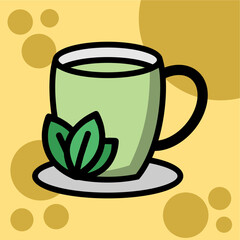 Illustration Vector Graphic of green tea, cup hot drink, drinks icon