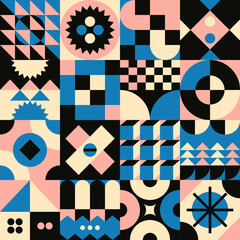 Geometric bauhaus flast illustrations pattern seamless design