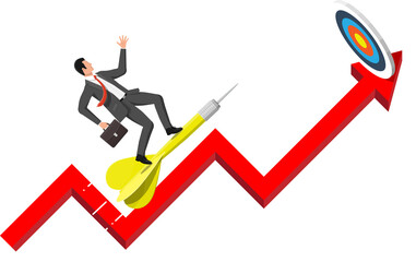 Businessman aim arrow to target.