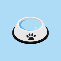 Dog bowl vector icon. Pet bowl with water. Vector illustration
