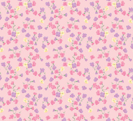 Japanese Pretty Wild Flower Vector Seamless Pattern