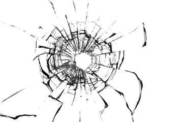 Fototapeta Broken window, background of cracked glass. Abstract texture on white background obraz