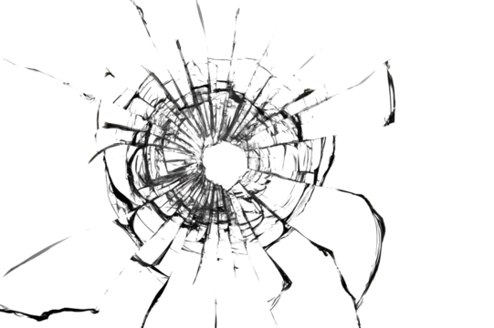 Broken window, background of cracked glass. Abstract texture on white background