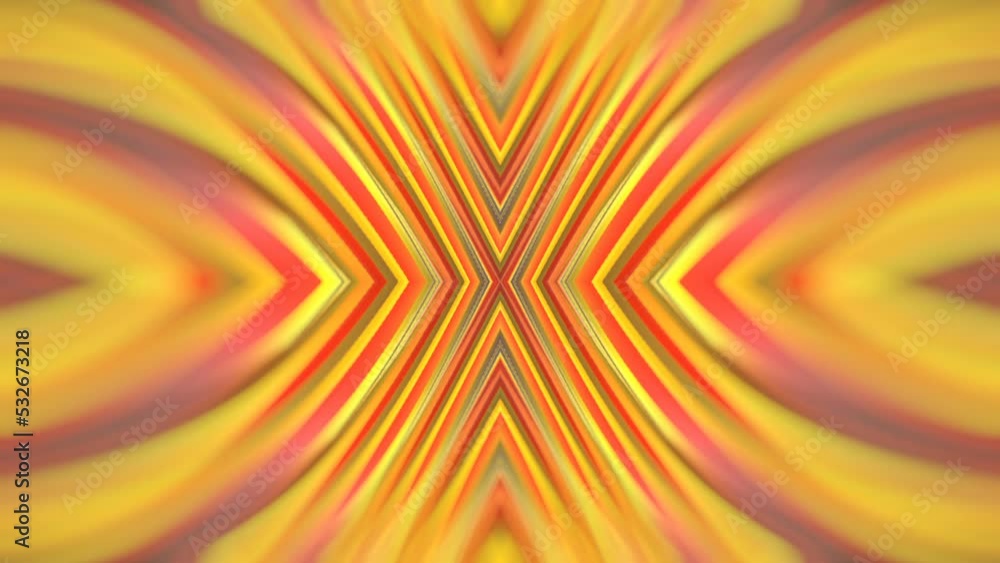 Poster Symmetrical wavy pattern with moving texture. Trendy iridescent color combination. Minimal creative design. Digital seamless loop animation. 3d rendering. HD resolution