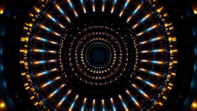 Abstract flash blue and orange led neon circle equalizer vj loop animation