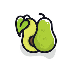 fresh avocado cartoon illustration design