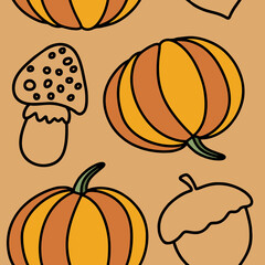 Seamless pumpkin pattern tile cartoon
