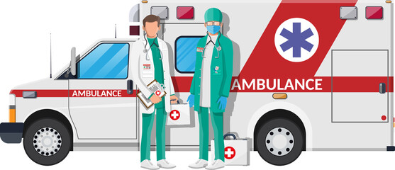 Ambulance staff concept. Car and doctor © absent84