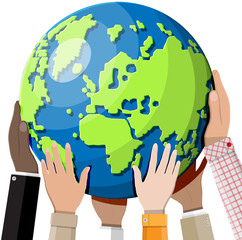 Hands reaching for the Earth.