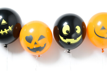 Funny Halloween balloons on white background