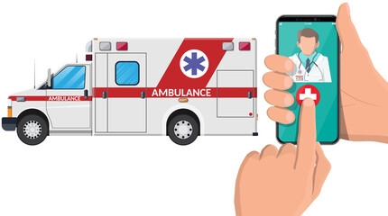 Call ambulance car via mobile phone. © absent84