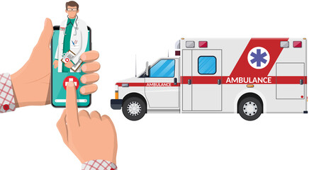 Call ambulance car via mobile phone. © absent84