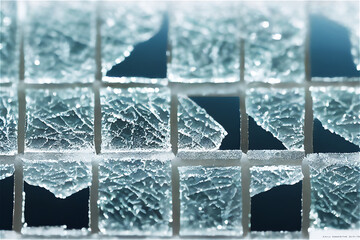 Broken, frosted, icy tiles texture #4 - obrazy, fototapety, plakaty