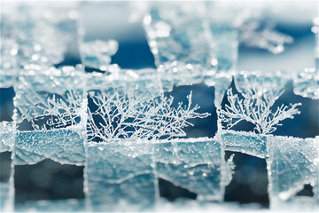 Broken, frosted, icy tiles texture #3 - obrazy, fototapety, plakaty
