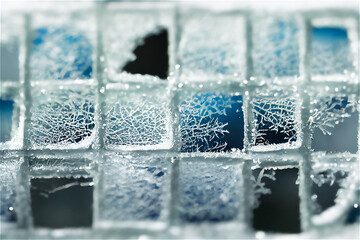 Broken, frosted, icy tiles texture #1 - obrazy, fototapety, plakaty
