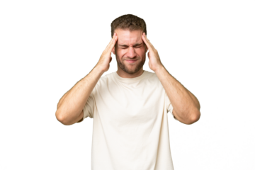 Young handsome blonde man over isolated background