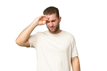 Fototapeta premium Young handsome blonde man over isolated background