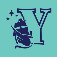 Alphabet Old Sail Boat Y Logo