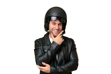 Young handsome blonde man over isolated background