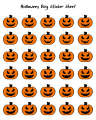Happy Halloween stickers collection with scary and funny pumpkins faces.