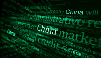 Headline titles media with China, Chinese economy and politics 3d illustration