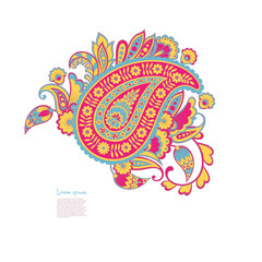 Paisley vector isolated pattern. Damask floral illustration in batik style