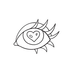 Isolated vector illustration of loving look. Cute thin line icon for design, cover etc.